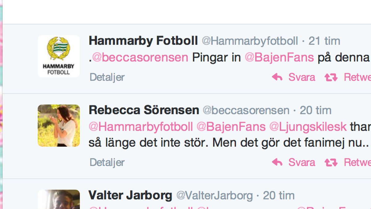 Hammarbyklubben taggade som svar sina fans i tråden. 